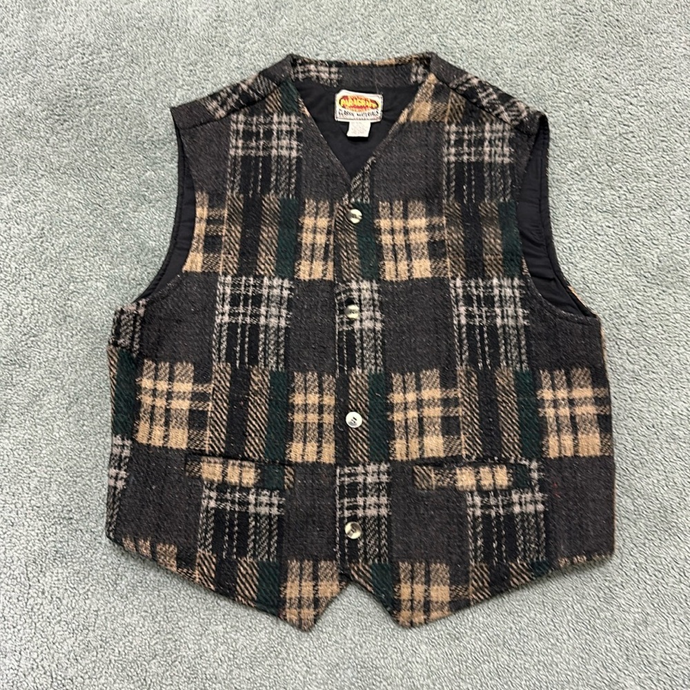 VINTAGE PARAGRAFF PLAID HEAVY WOOL BLEND PLAID VEST Men’s XL